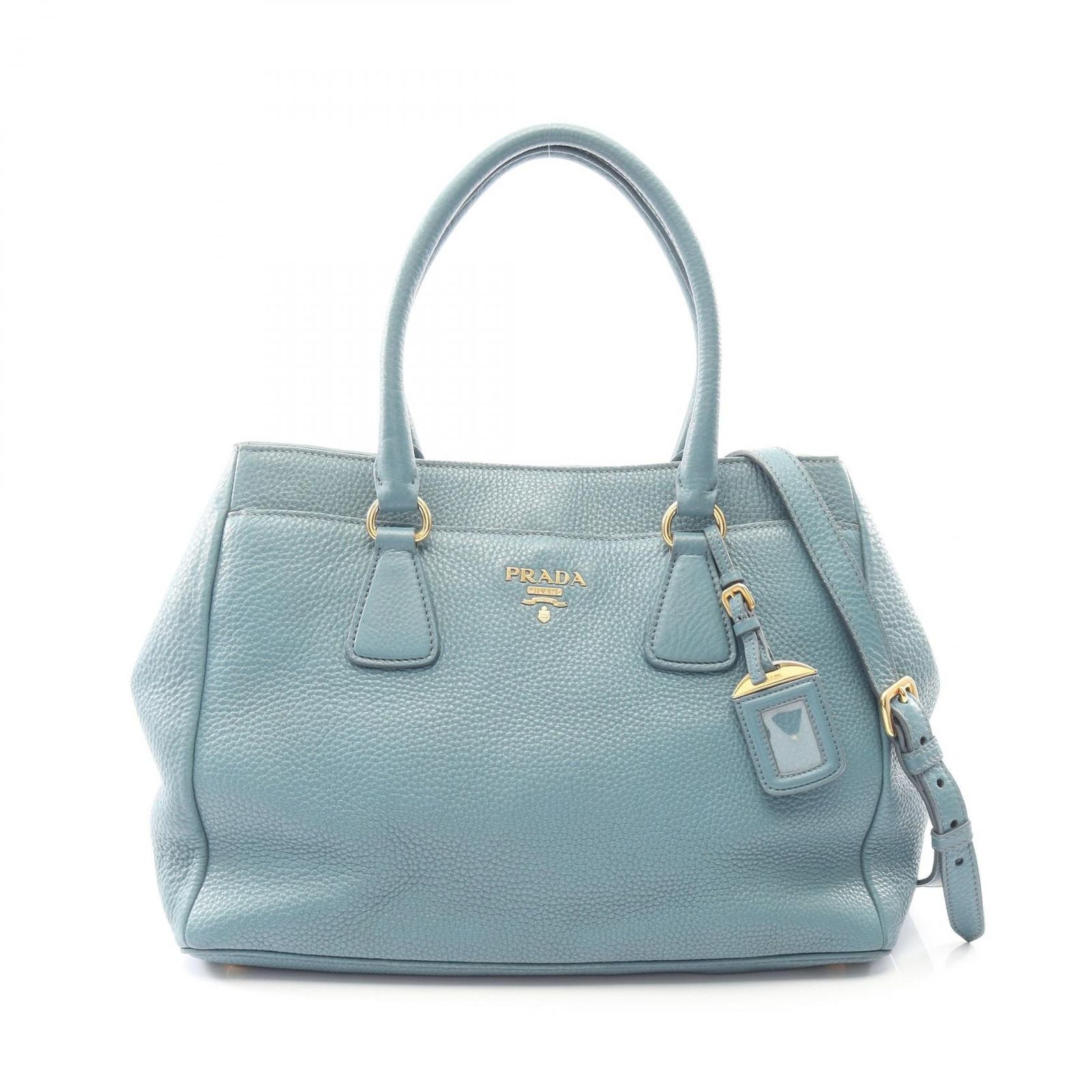 Prada Tote Vitello Daino 2-Way Blue Leather