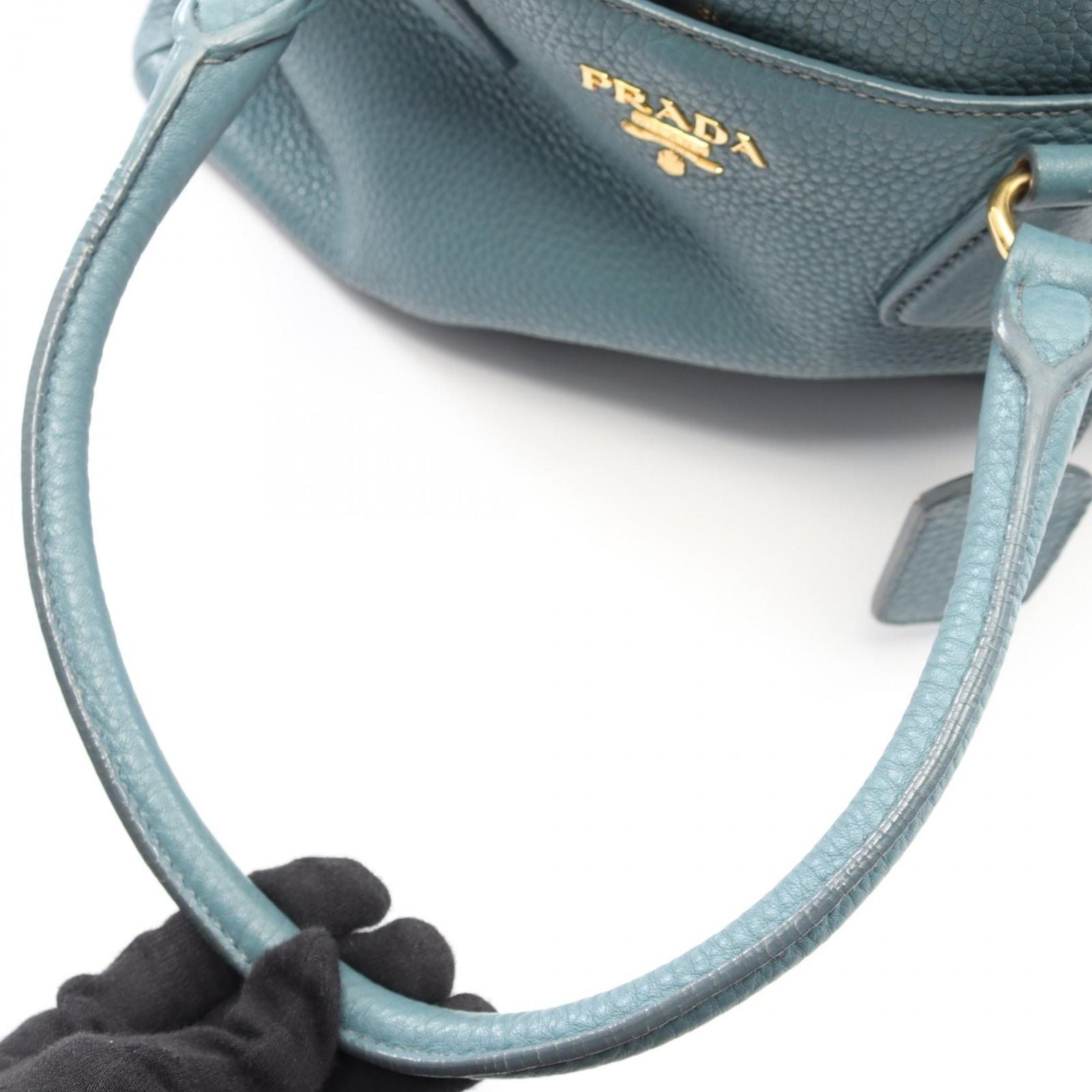 Prada Tote Vitello Daino 2-Way Blue Leather — view 8