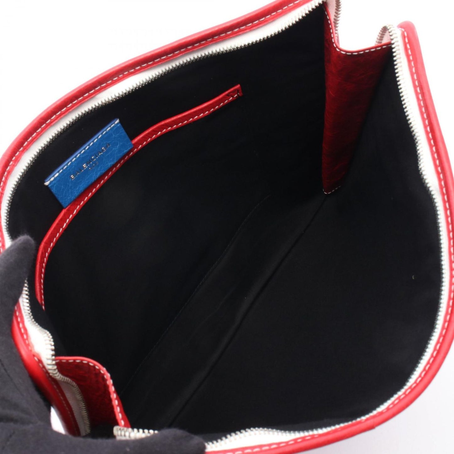 Balenciaga Clutch Bazar Bazaar Tricolor Blue Red White Leather — view 3