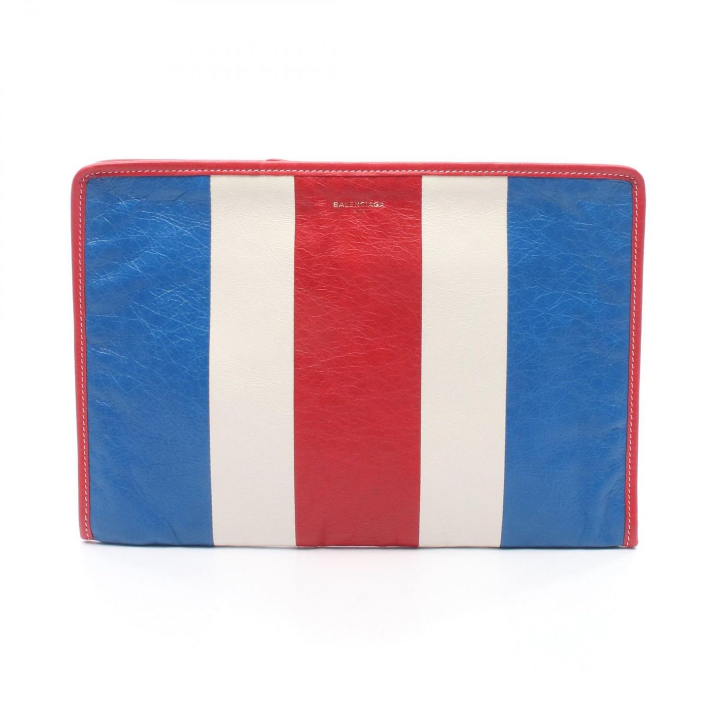 Balenciaga Clutch Bazar Bazaar Tricolor Blue Red White Leather