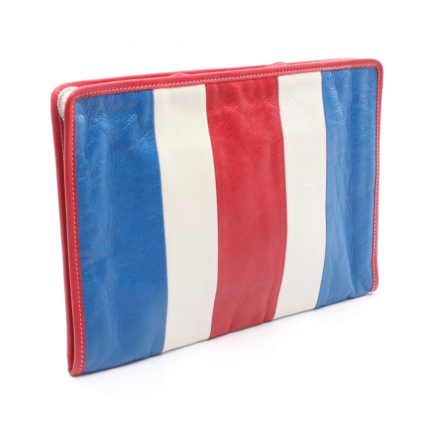 Balenciaga Clutch Bazar Bazaar Tricolor Blue Red White Leather — view 2