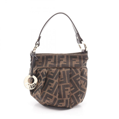 Fendi Handbag Zucca Dark Brown Canvas Leather