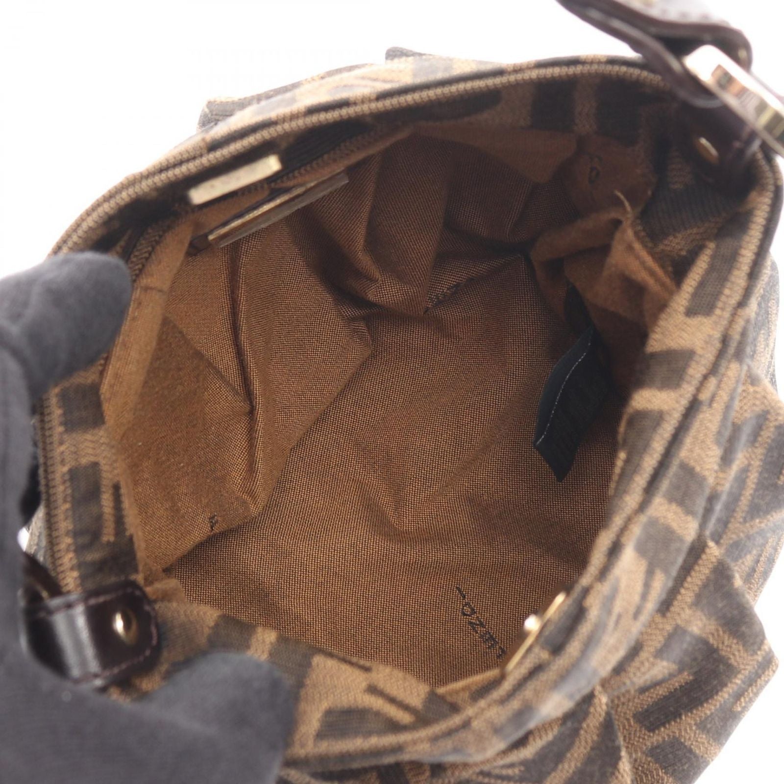 Fendi Handbag Zucca Dark Brown Canvas Leather — view 3
