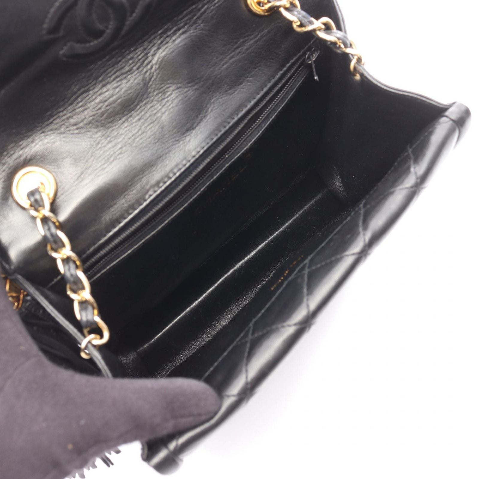 Chanel Shoulder Bag Quilted Fringe Black Lambskin Chain Nshoulder — view 3