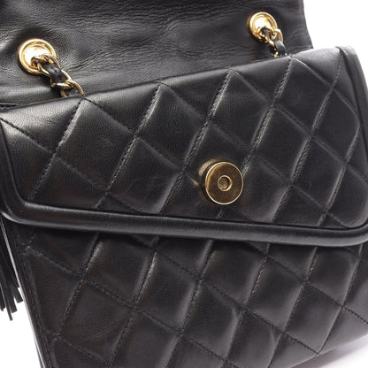 Chanel Shoulder Bag Quilted Fringe Black Lambskin Chain Nshoulder — view 8