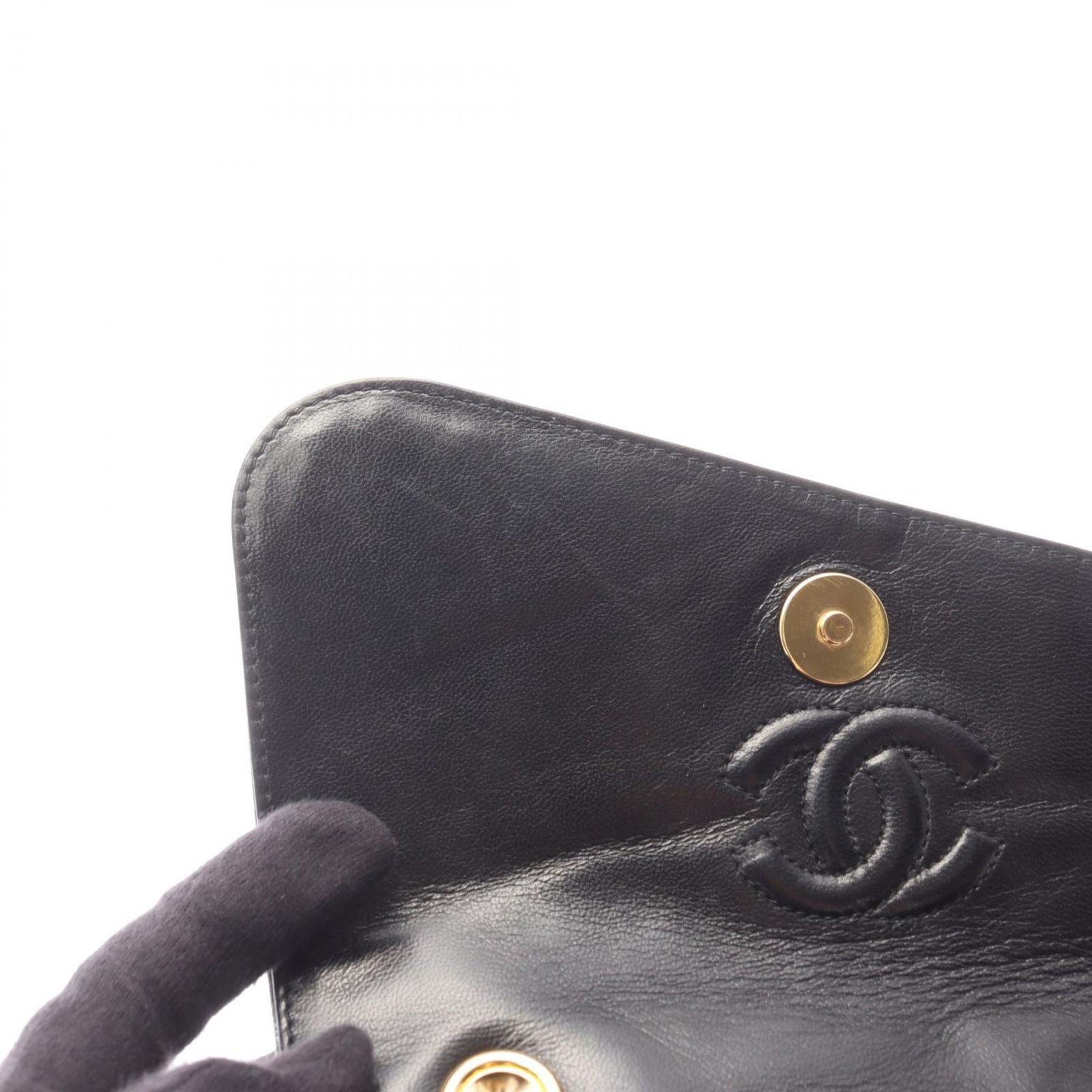 Chanel Shoulder Bag Quilted Fringe Black Lambskin Chain Nshoulder — view 9