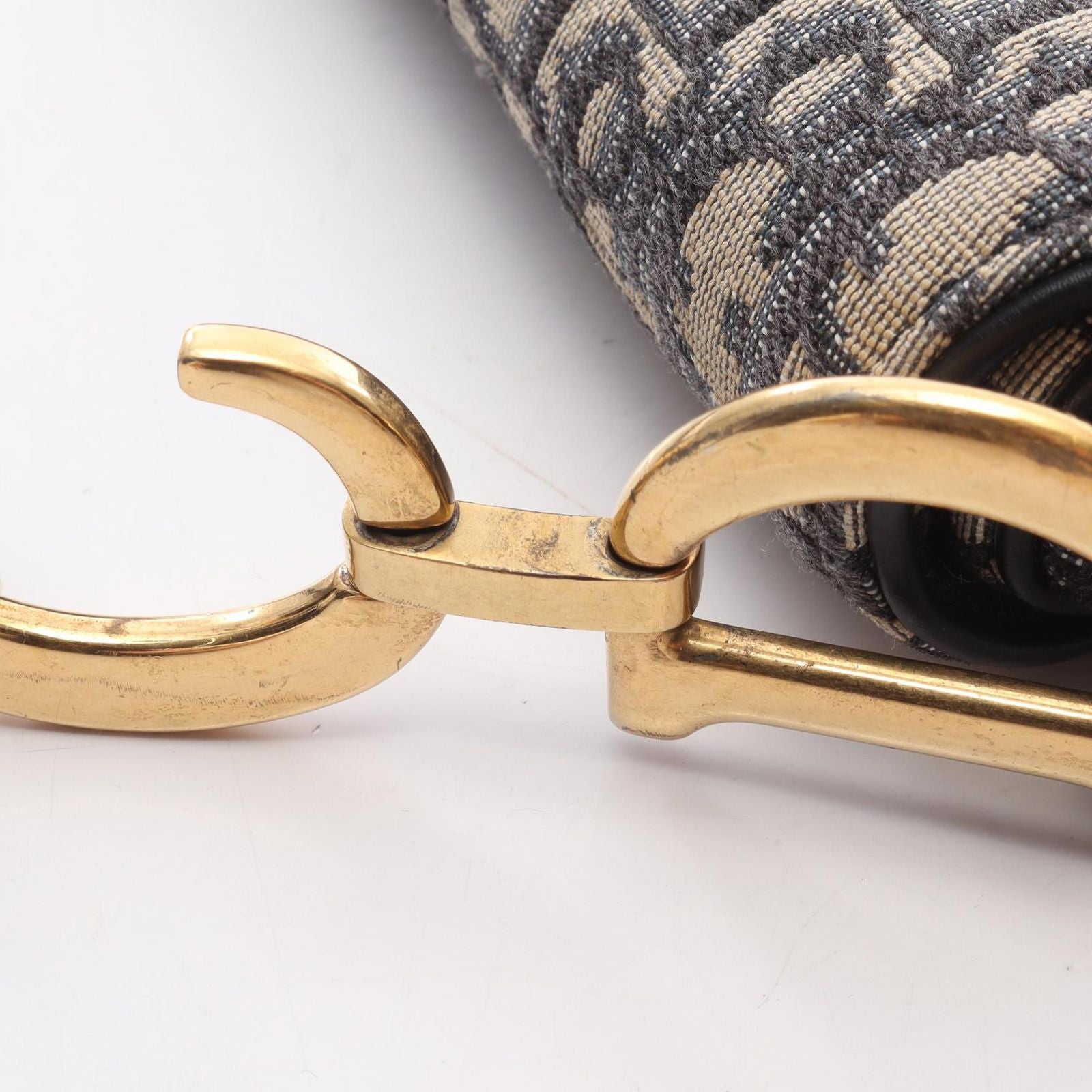 Dior Saddle Bag 2-Way Beige Black Canvas Leather — view 7