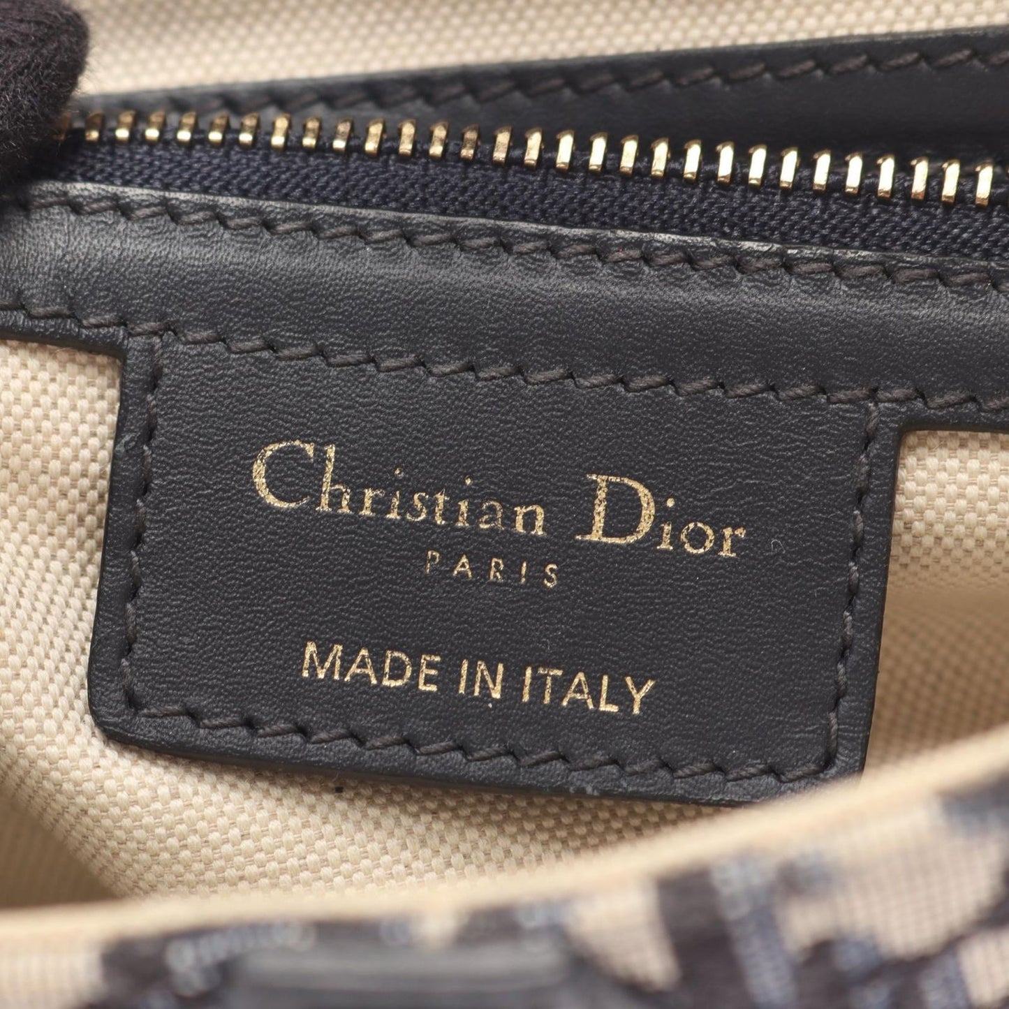 Dior Saddle Bag 2-Way Beige Black Canvas Leather — view 4
