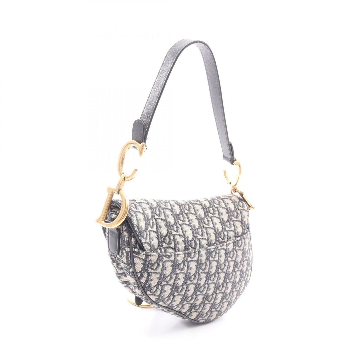 Dior Saddle Bag 2-Way Beige Black Canvas Leather — view 2