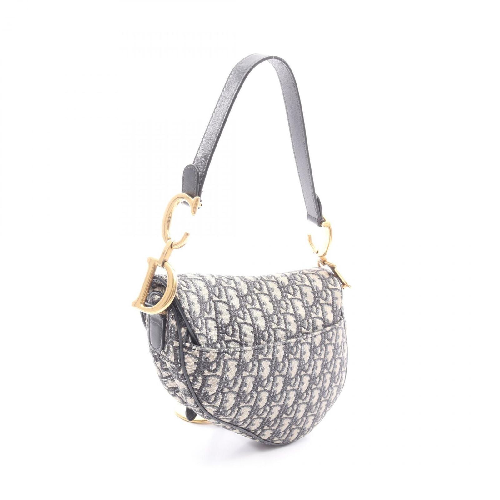 Dior Saddle Bag 2-Way Beige Black Canvas Leather — view 2
