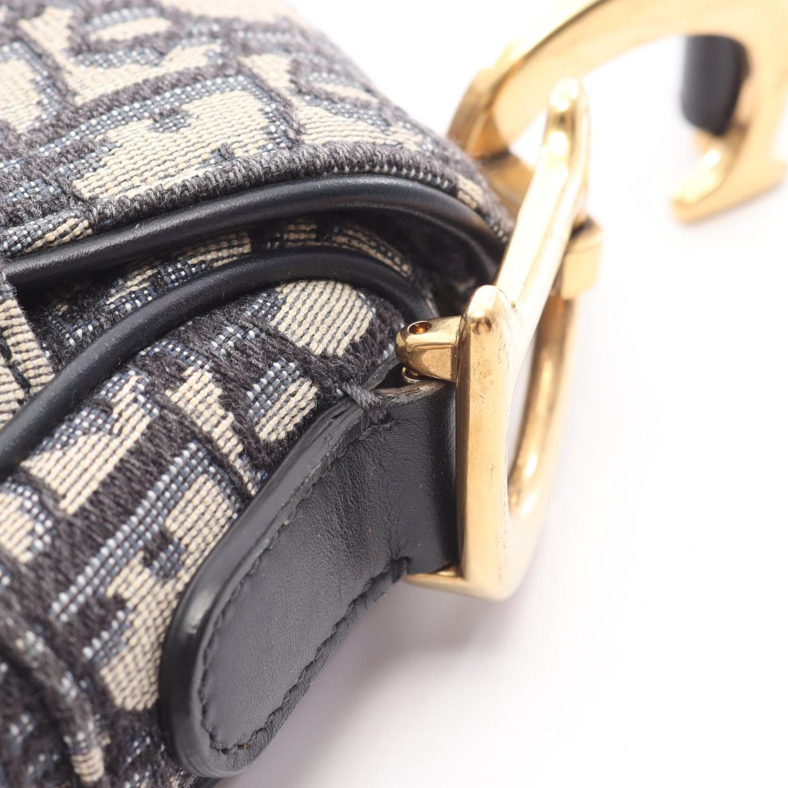 Dior Saddle Bag 2-Way Beige Black Canvas Leather — view 6