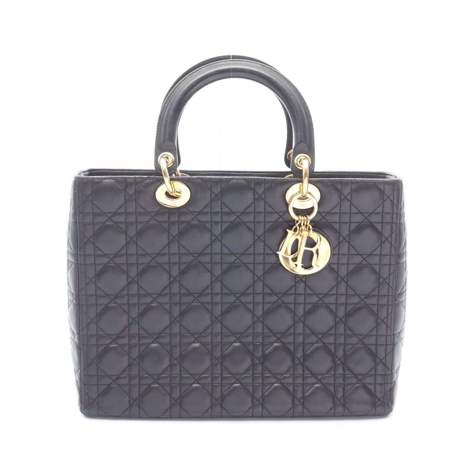 Dior Handbag Radio the Cannage Black Leather Hand