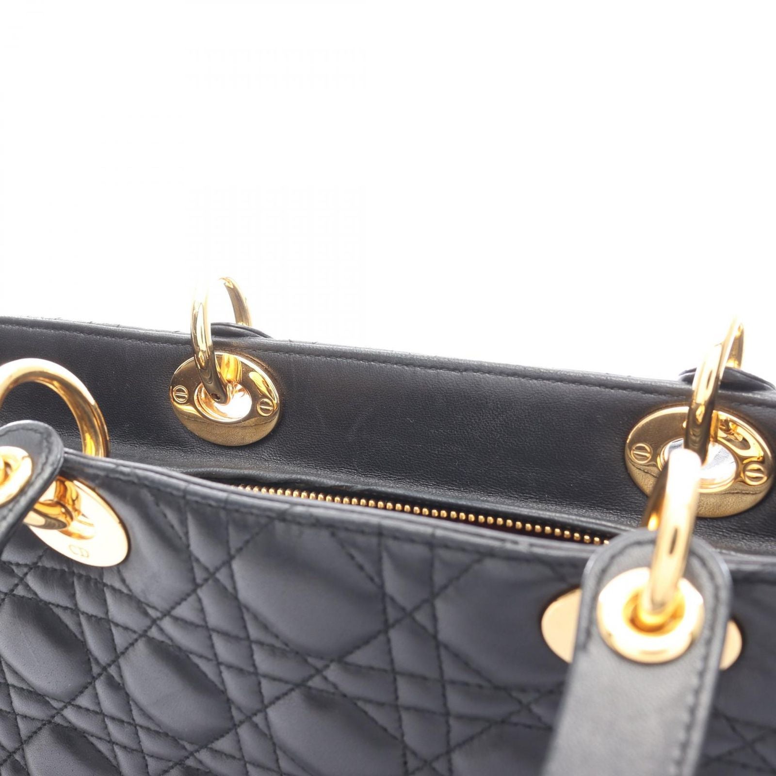 Dior Handbag Radio the Cannage Black Leather Hand — view 7