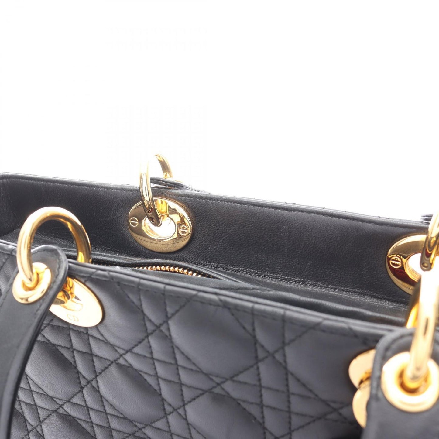 Dior Handbag Radio the Cannage Black Leather Hand — view 5
