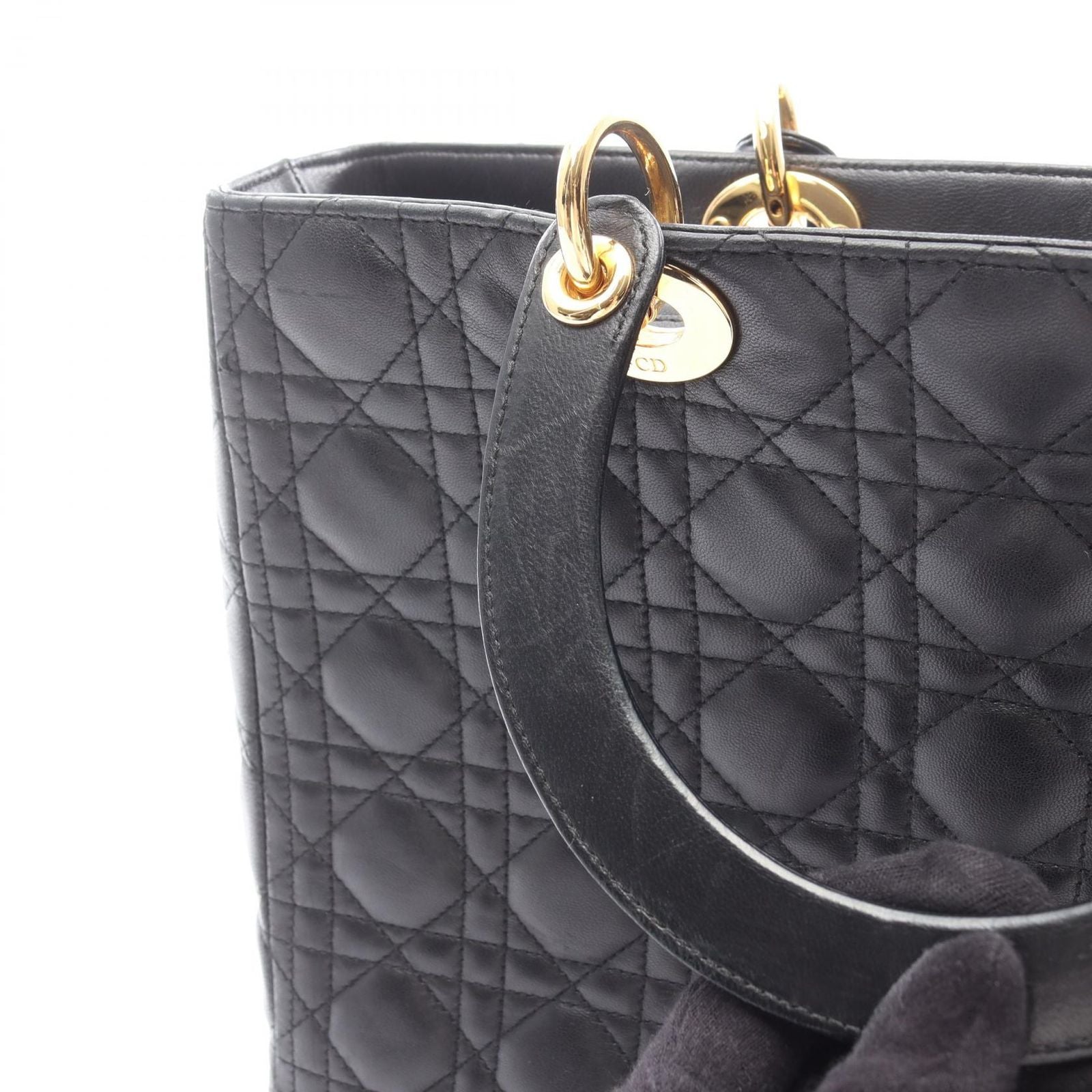 Dior Handbag Radio the Cannage Black Leather Hand — view 9