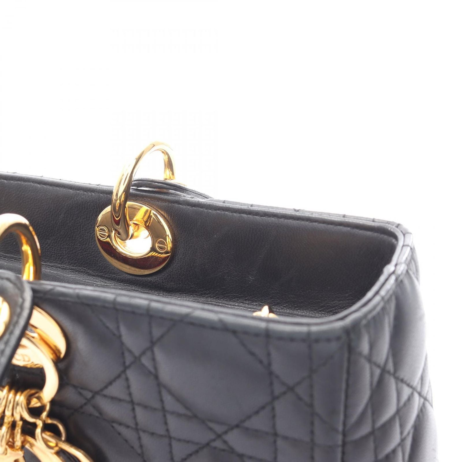 Dior Handbag Radio the Cannage Black Leather Hand — view 6