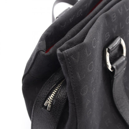 Bvlgari Handbag Logo Mania Black Canvas Leather — view 8