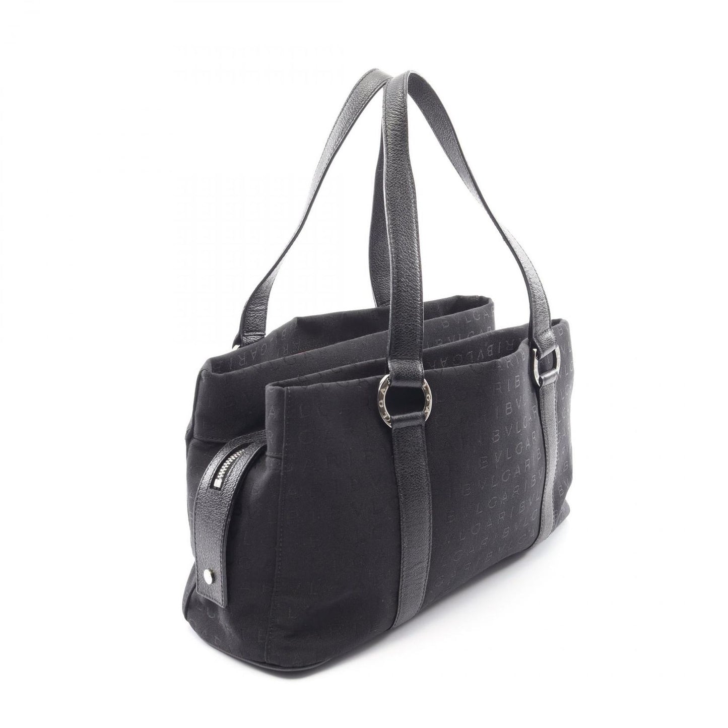 Bvlgari Handbag Logo Mania Black Canvas Leather — view 2