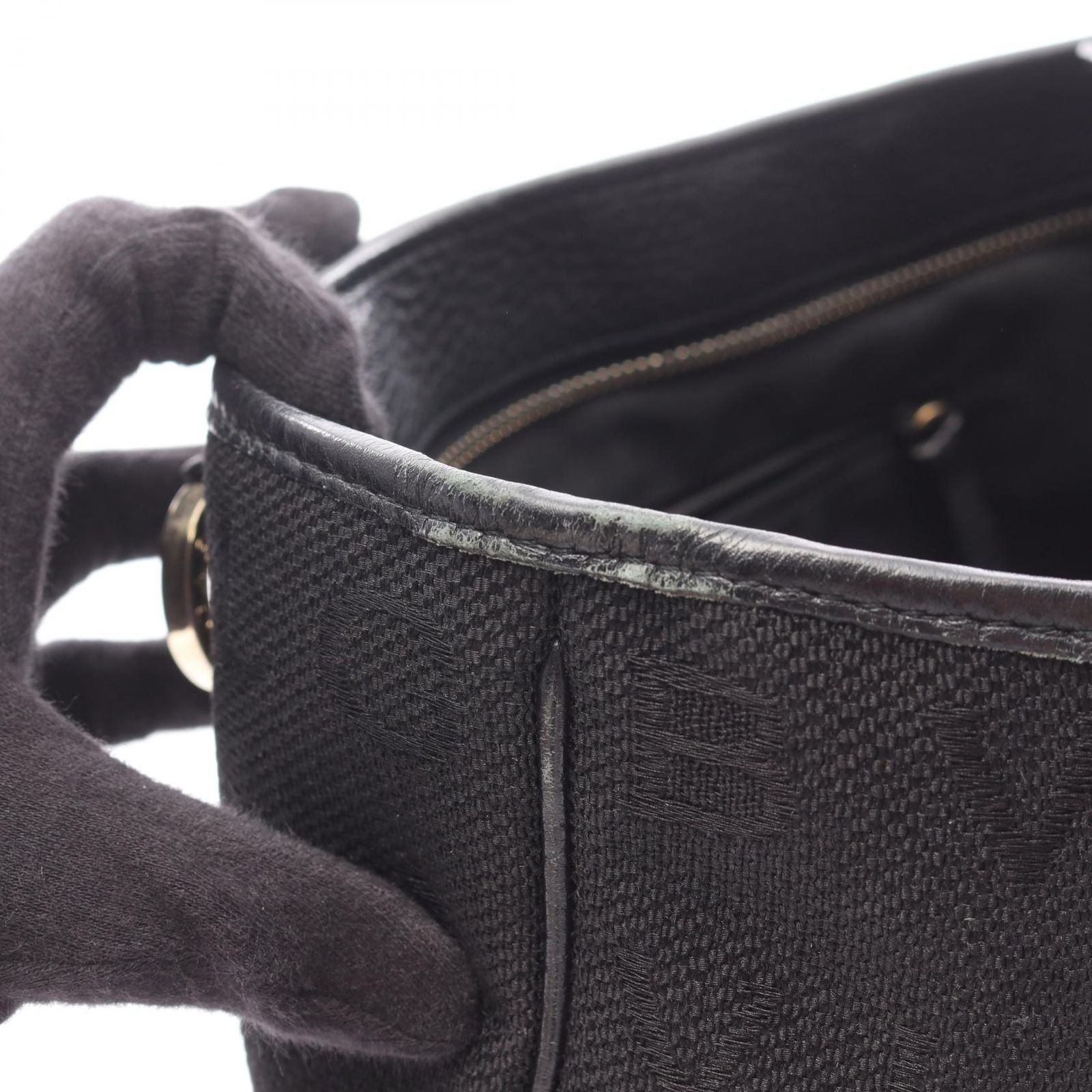 Bvlgari Tote Logo Mania Black Canvas Leather — view 6