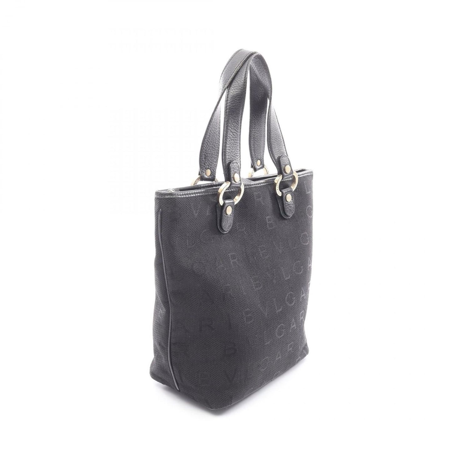 Bvlgari Tote Logo Mania Black Canvas Leather — view 2