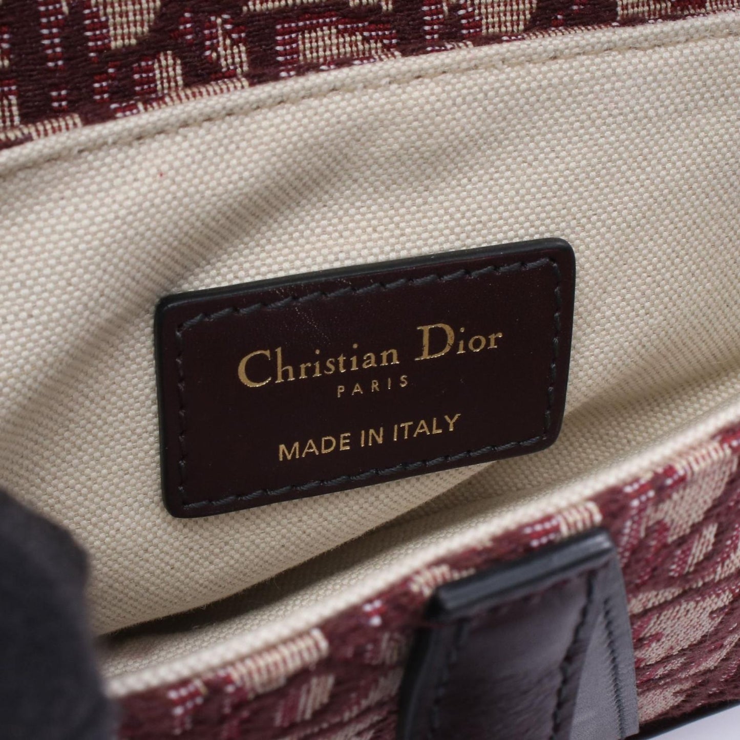 Dior Saddle Bag Mini Oblique Peacock Bordeaux Beige Canvas Leather — view 4