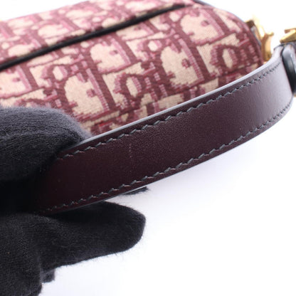 Dior Saddle Bag Mini Oblique Peacock Bordeaux Beige Canvas Leather — view 5