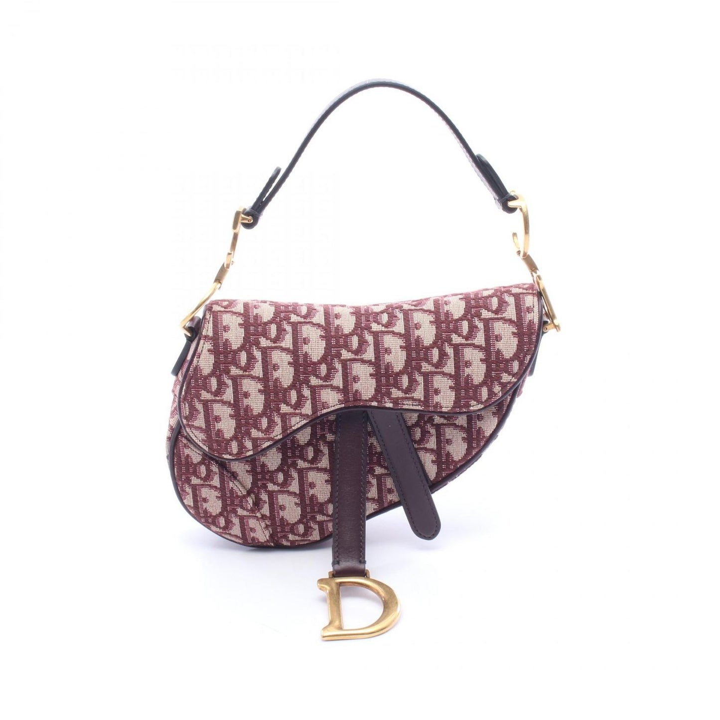 Dior Saddle Bag Mini Oblique Peacock Bordeaux Beige Canvas Leather