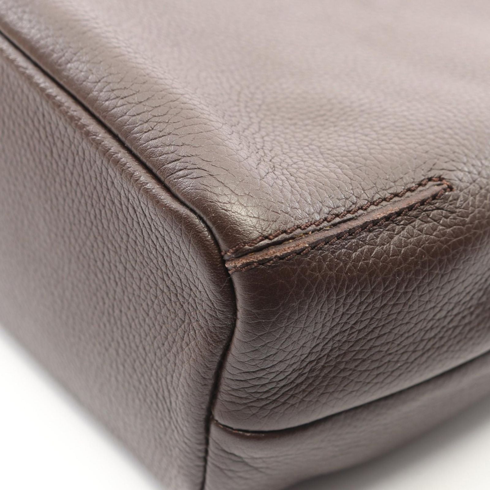 Loewe Shoulder Bag Logo Dark Brown Leather — view 8