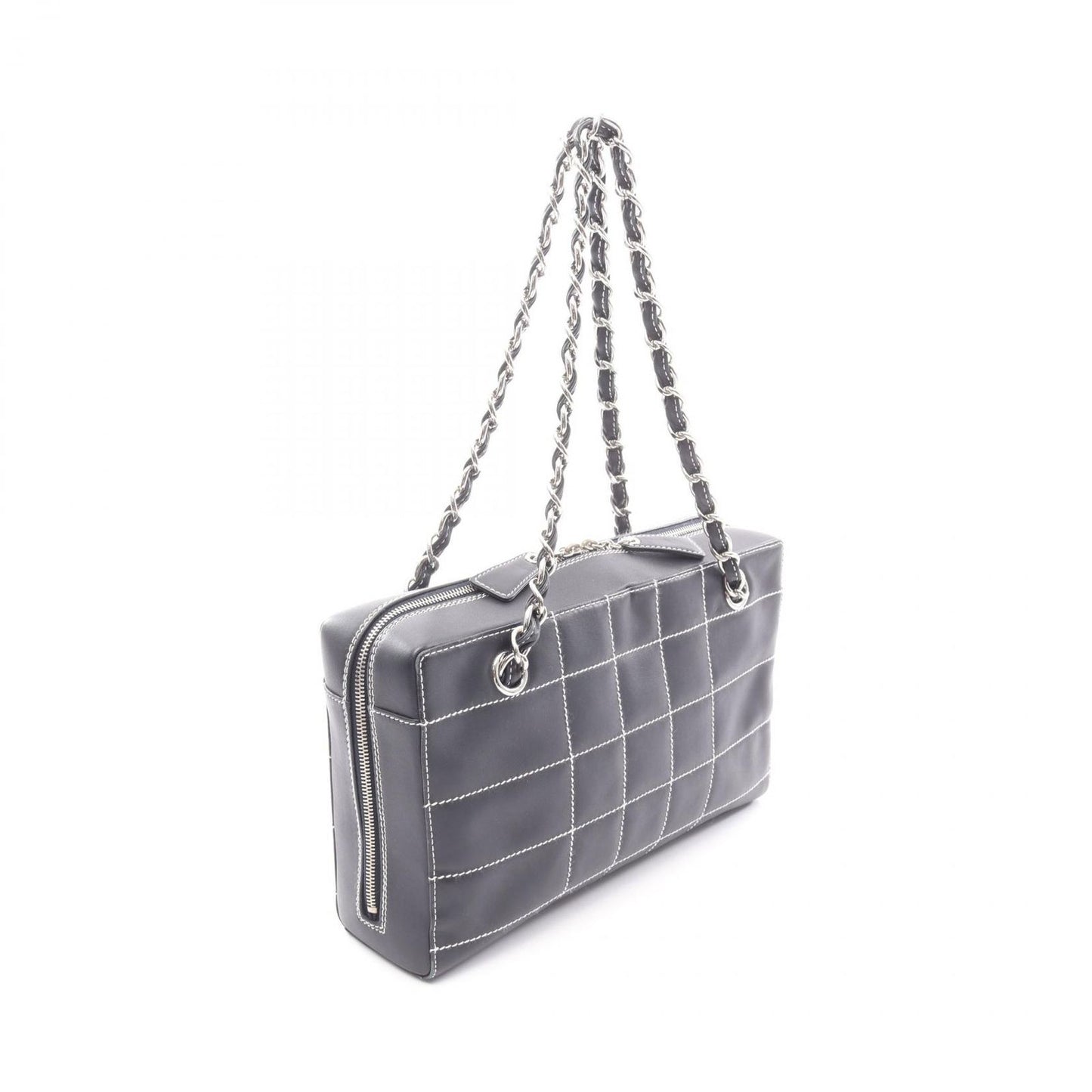 Chanel Shoulder Bag Choco Bar Wild Stitch Navy Leather Chain — view 2