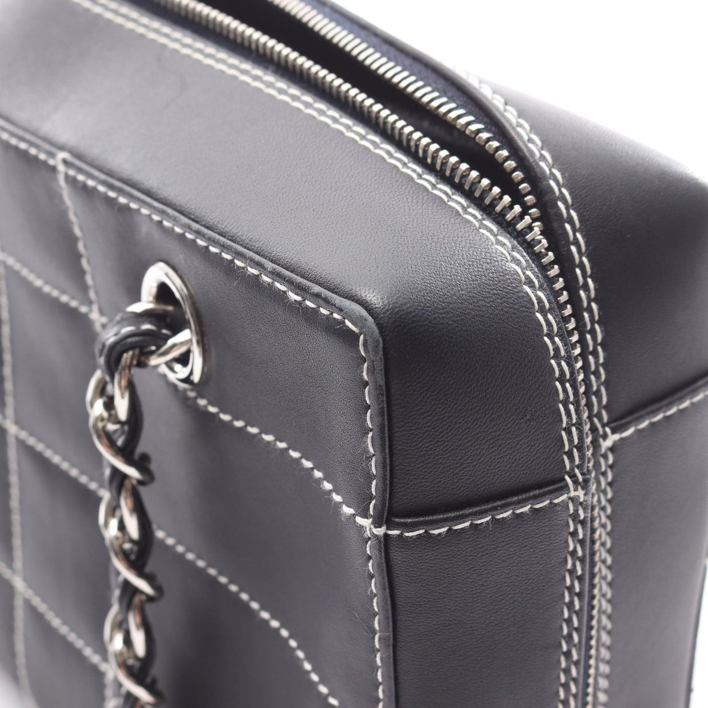 Chanel Shoulder Bag Choco Bar Wild Stitch Navy Leather Chain — view 8