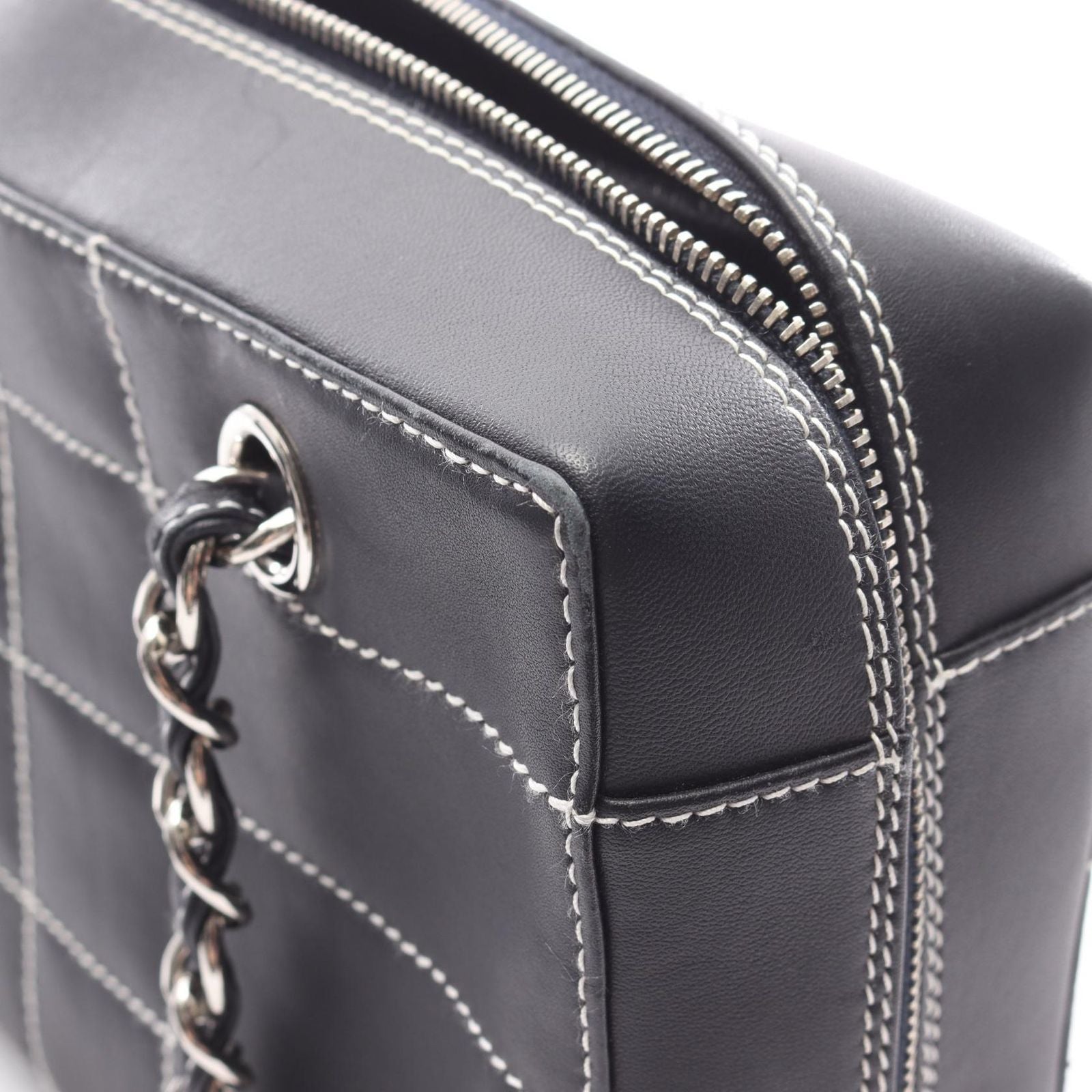 Chanel Shoulder Bag Choco Bar Wild Stitch Navy Leather Chain — view 8