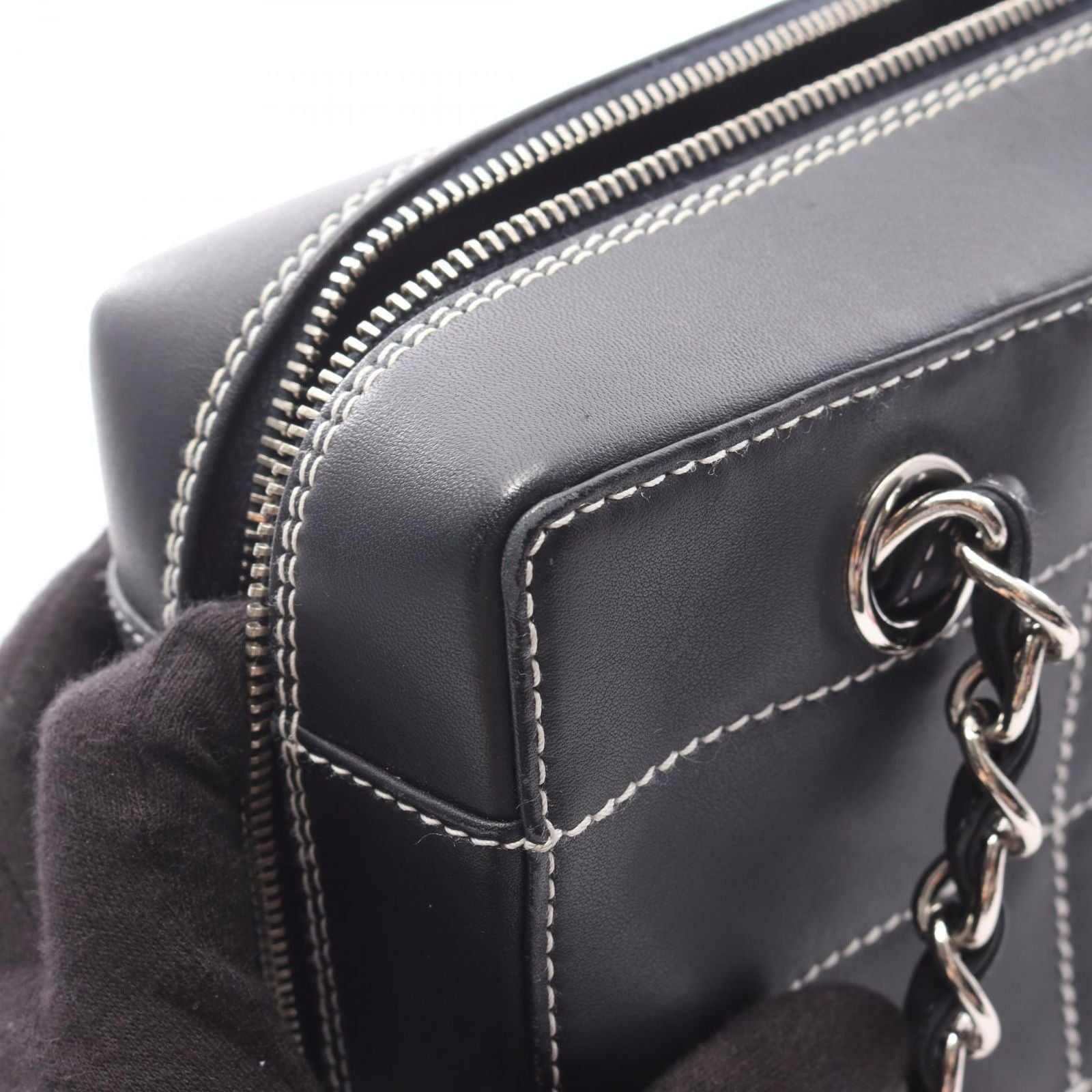 Chanel Shoulder Bag Choco Bar Wild Stitch Navy Leather Chain — view 9