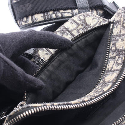 Dior Shoulder Bag Safari Oblique Peacock Beige Black Canvas Leather Messenger — view 5