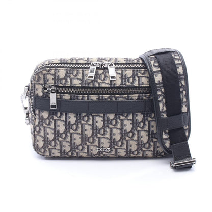 Dior Shoulder Bag Safari Oblique Peacock Beige Black Canvas Leather Messenger