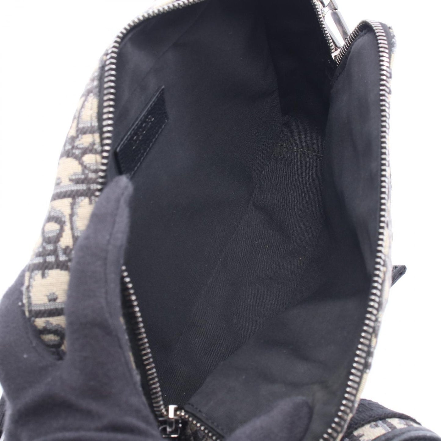 Dior Shoulder Bag Safari Oblique Peacock Beige Black Canvas Leather Messenger — view 3