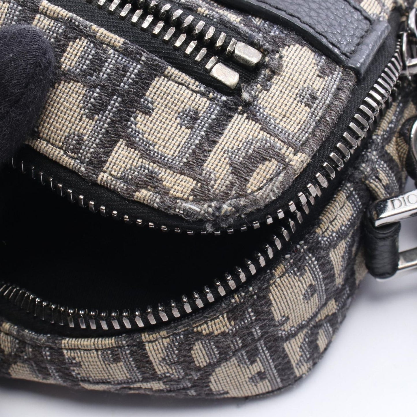 Dior Shoulder Bag Safari Oblique Peacock Beige Black Canvas Leather Messenger — view 6