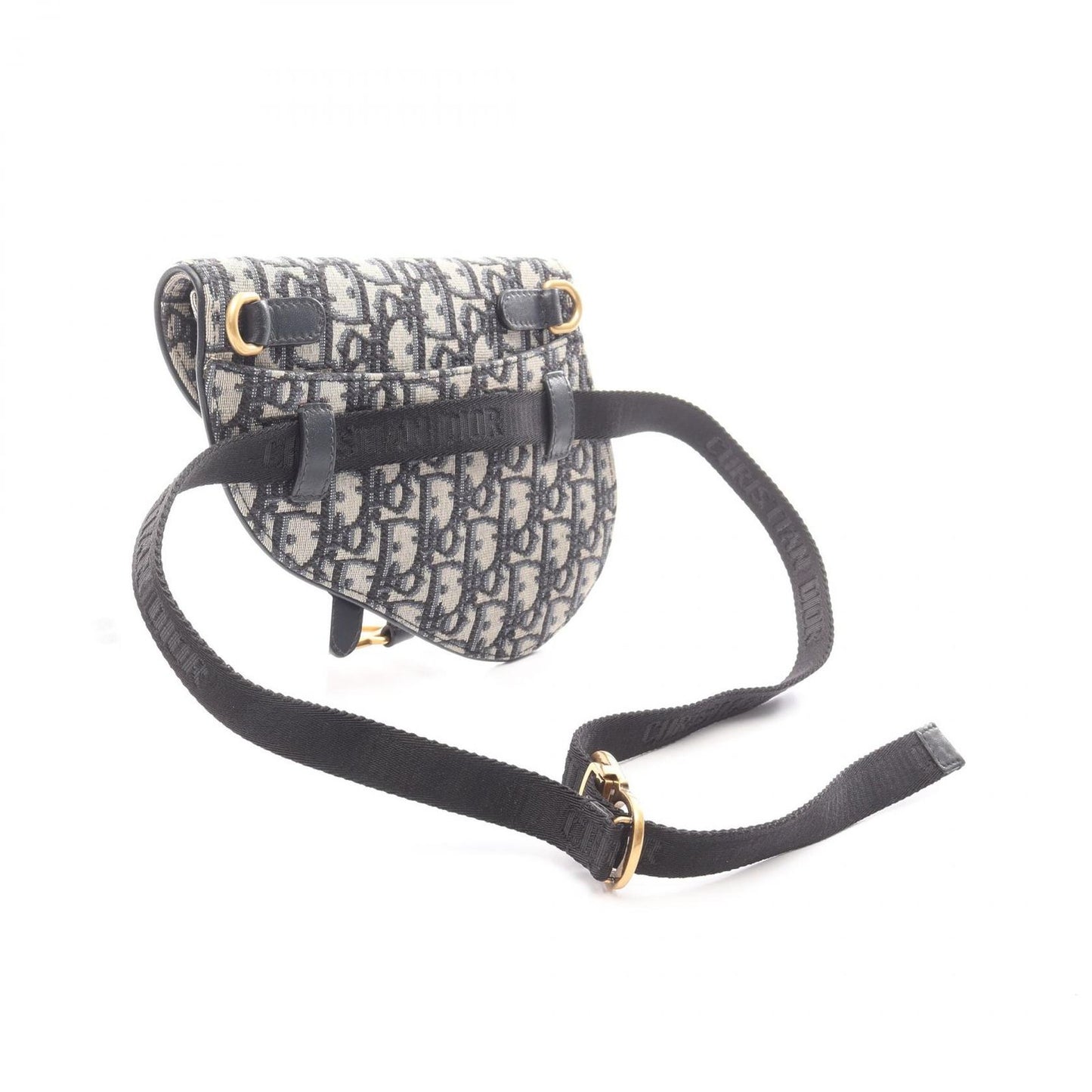 Dior Waist Bag Saddle Oblique Beige Black Navy Canvas Leather — view 2