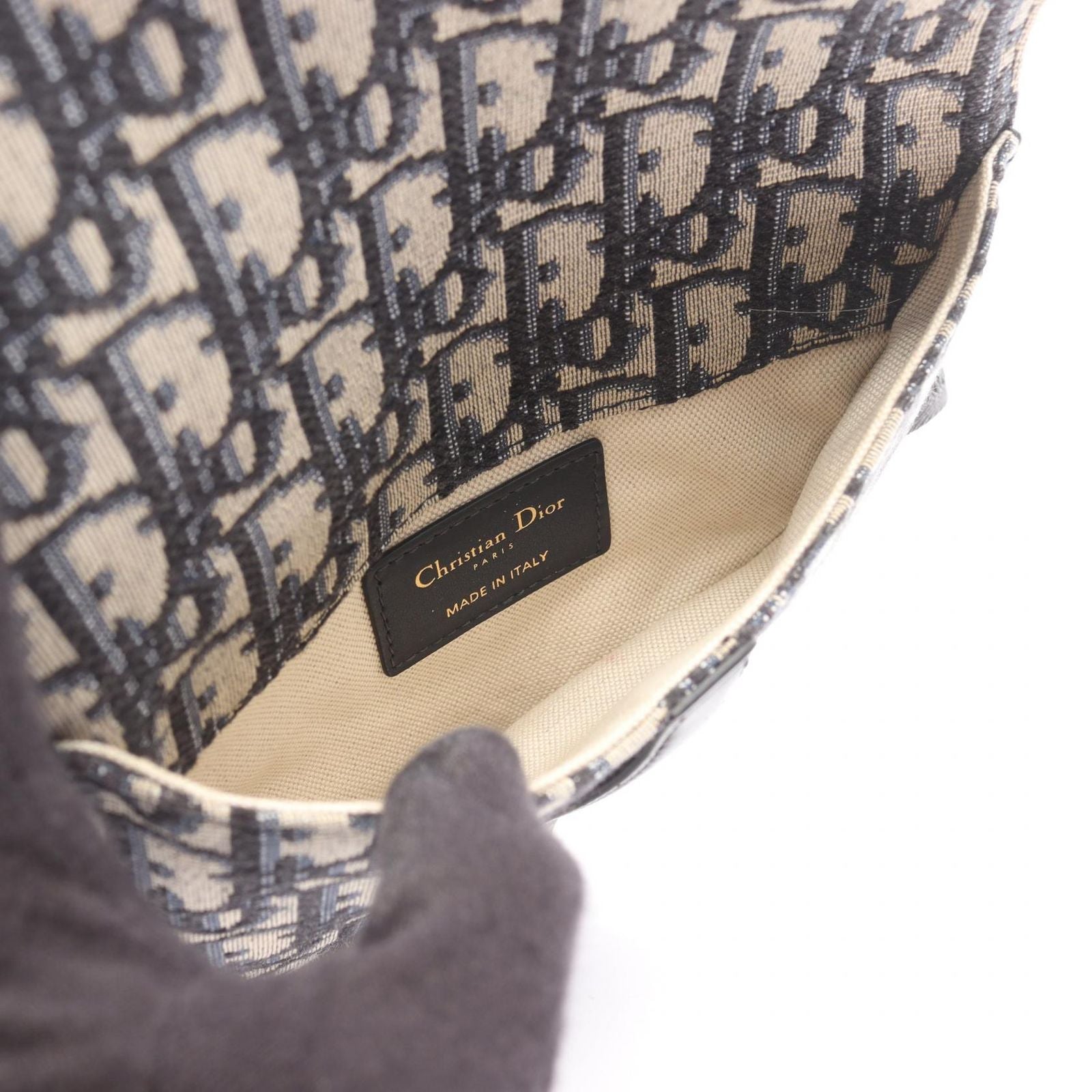Dior Waist Bag Saddle Oblique Beige Black Navy Canvas Leather — view 3