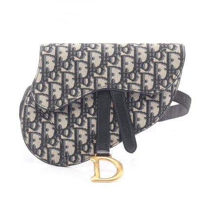 Dior Waist Bag Saddle Flat Belt Pouch Oblique Peacock Beige Black Canvas Leather