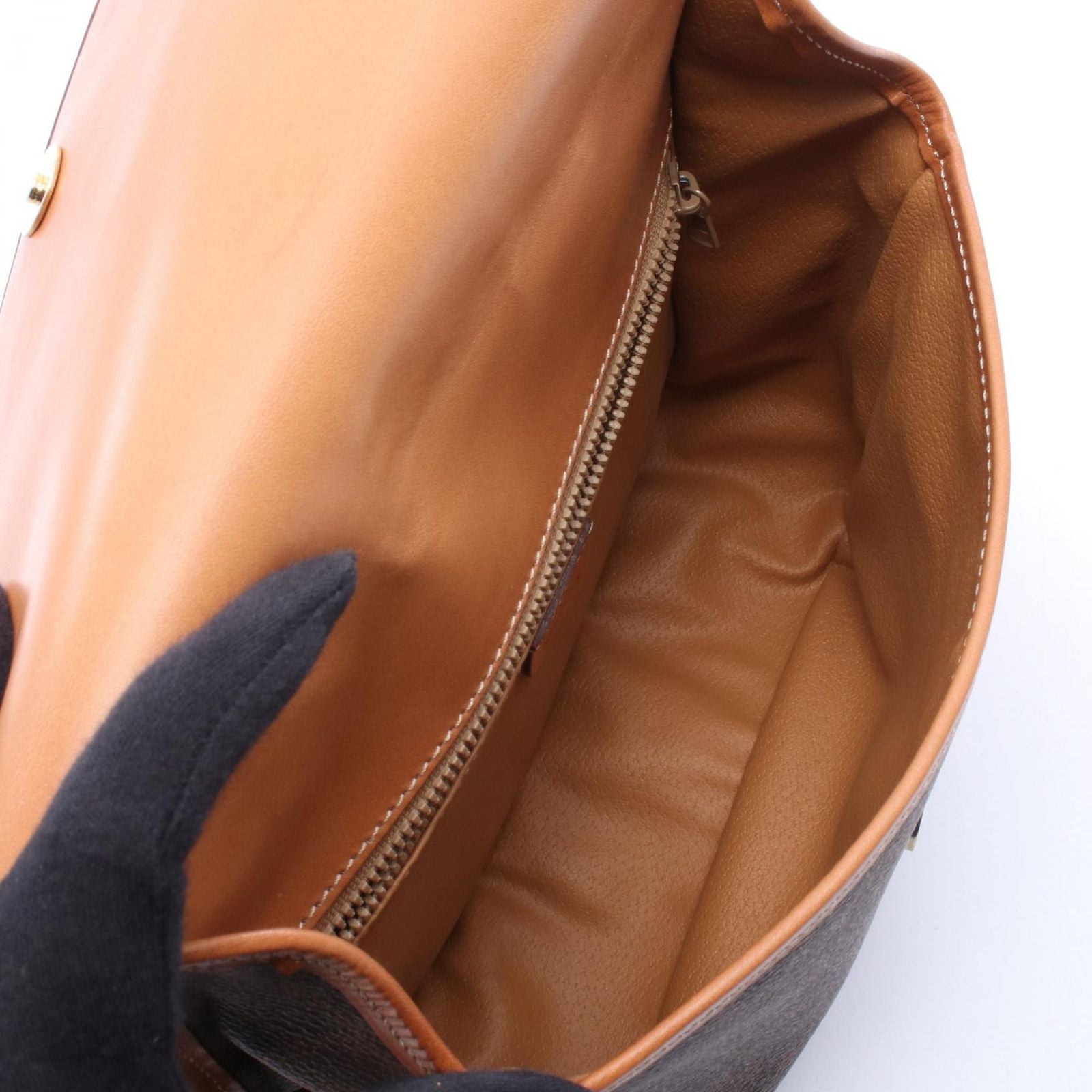 Celine Shoulder Bag Macadam Star Brown Canvas Leather — view 3