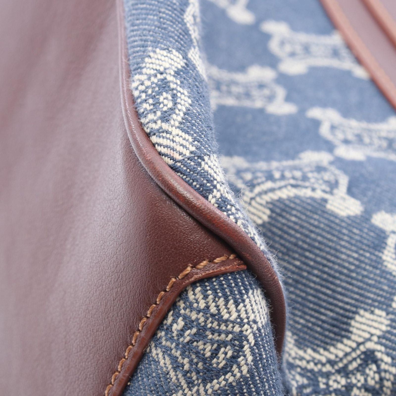 Celine Handbag Boogie Bag Macadam Blue Brown Denim Leather — view 6