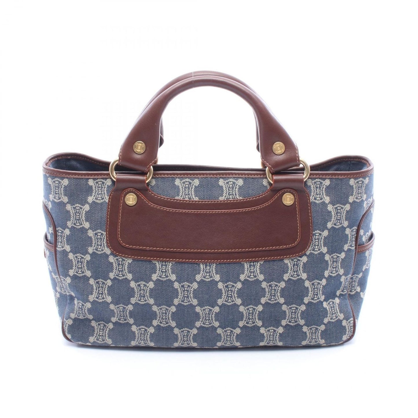 Celine Handbag Boogie Bag Macadam Blue Brown Denim Leather