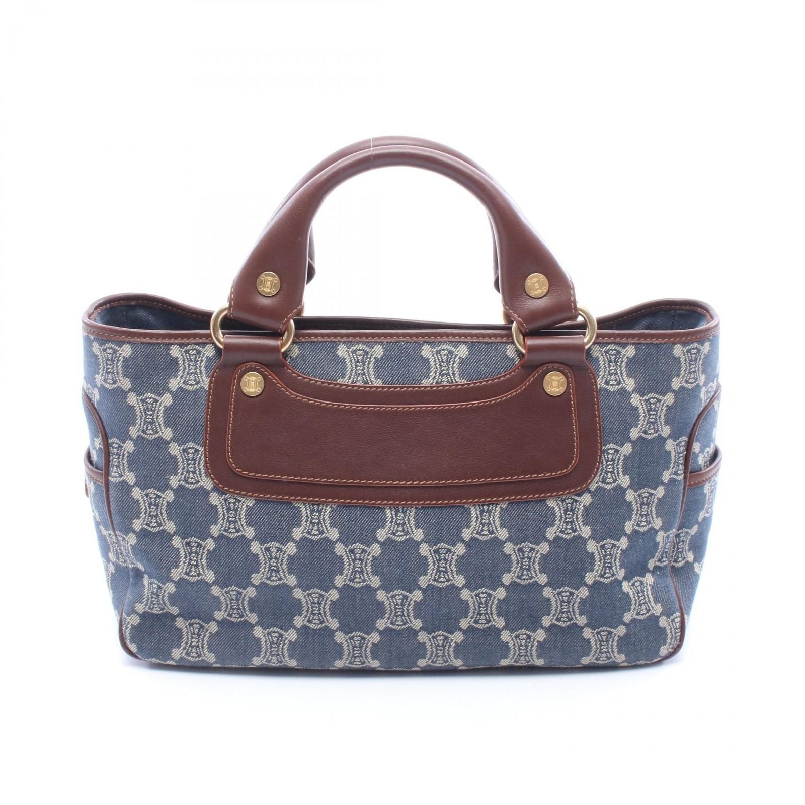 Celine Handbag Boogie Bag Macadam Blue Brown Denim Leather