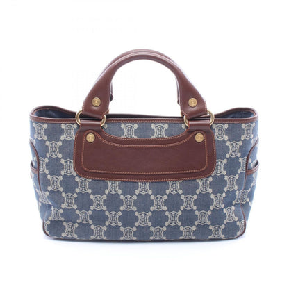 Celine Handbag Boogie Bag Macadam Blue Brown Denim Leather