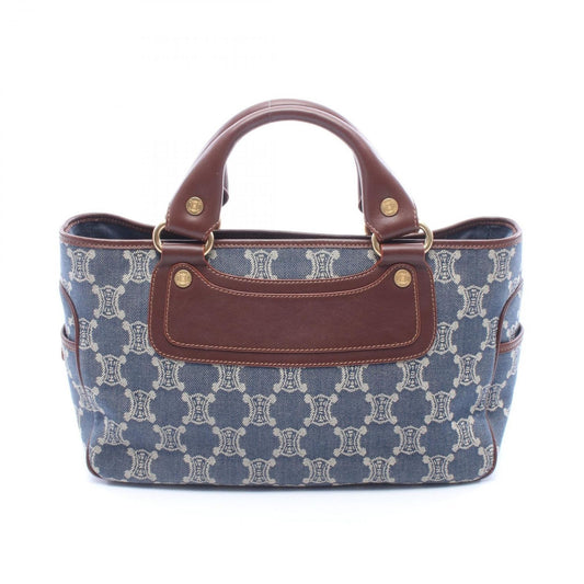 Celine Handbag Boogie Bag Macadam Blue Brown Denim Leather