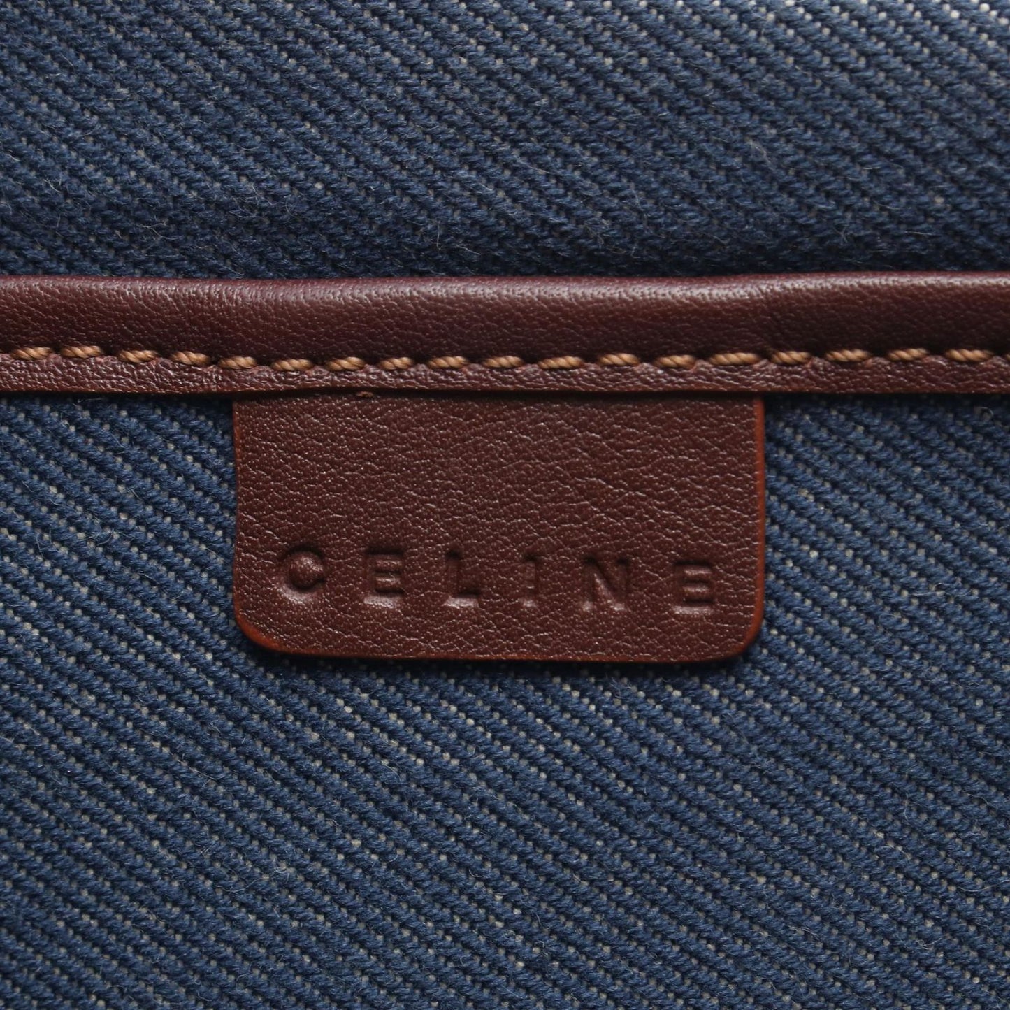 Celine Handbag Boogie Bag Macadam Blue Brown Denim Leather — view 4