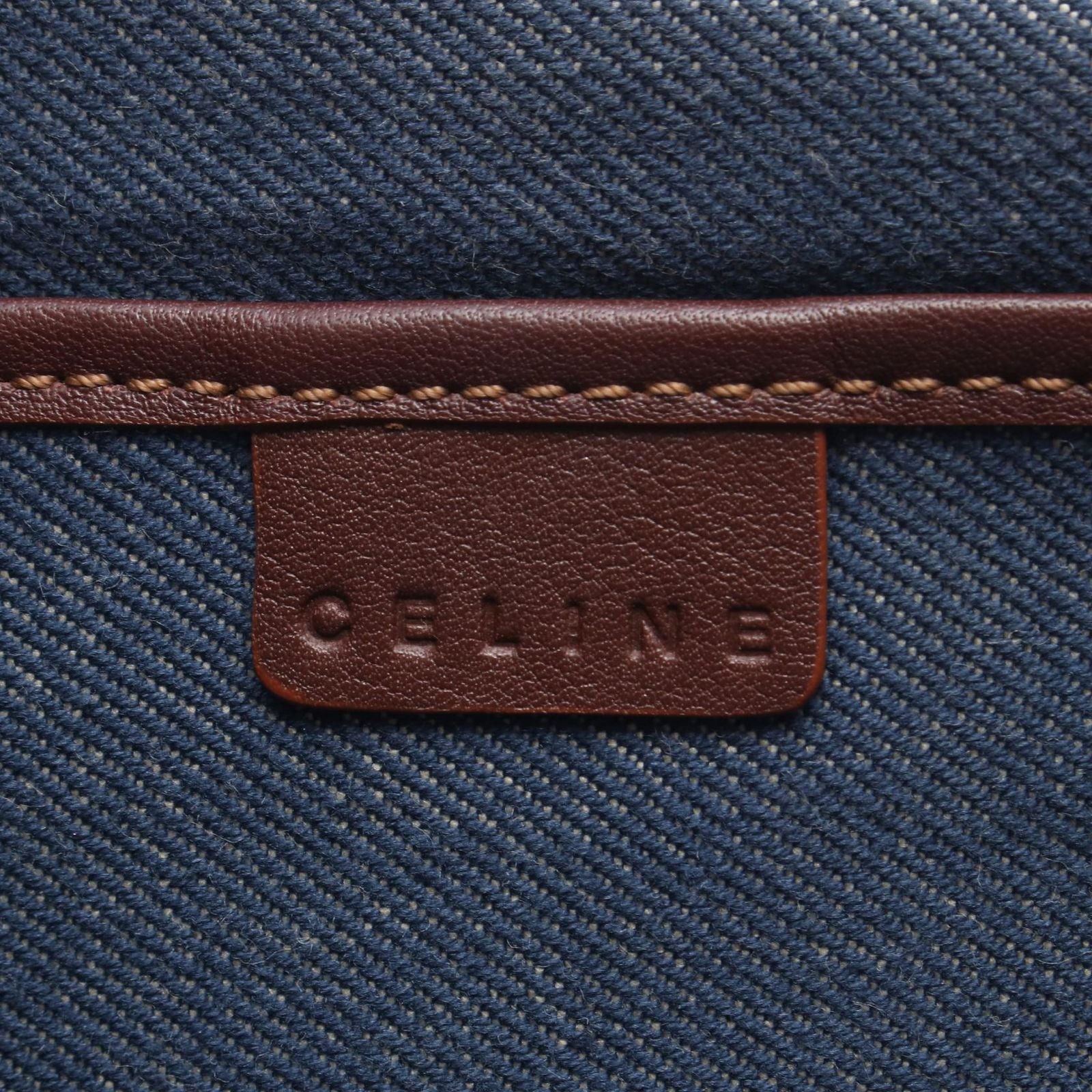Celine Handbag Boogie Bag Macadam Blue Brown Denim Leather — view 4