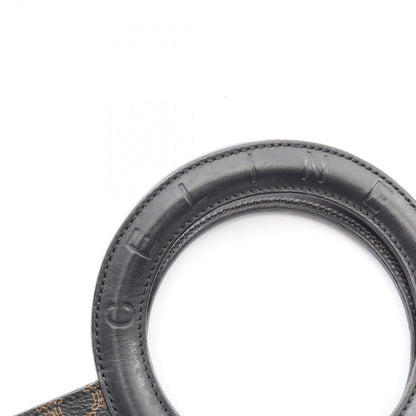 Celine Handbag Macadam Circle Handle Brown Black Canvas Leather Bag — view 7