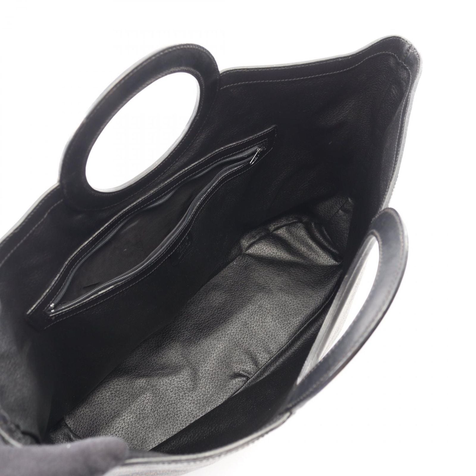 Celine Handbag Macadam Circle Handle Brown Black Canvas Leather Bag — view 3