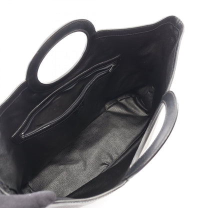 Celine Handbag Macadam Circle Handle Brown Black Canvas Leather Bag — view 3